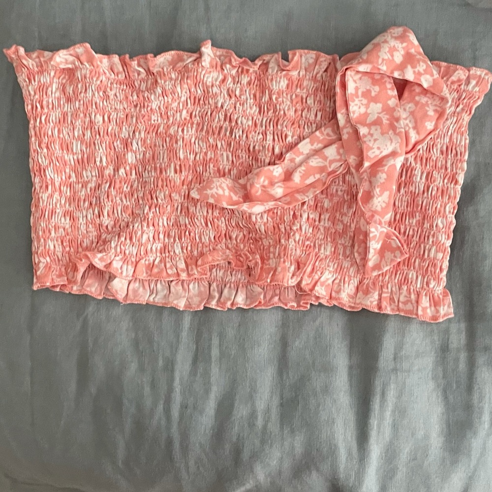 sunset pink floral bandeau w/ hair scarf